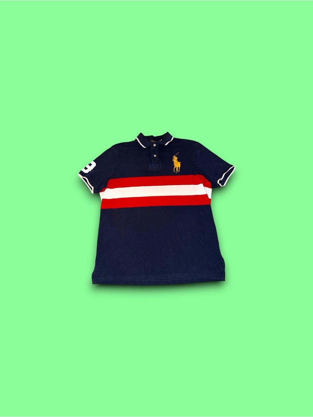 Vintage 2000s Polo Ralph Lauren Striped Big Pony Polo Navy Red Men’s Large